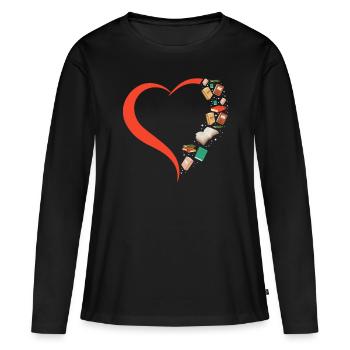 Buch Lesen Literatur Books Heart - Frauen Premium Bio Langarmshirt - Schwarz - Vorne - Julia (174cm)