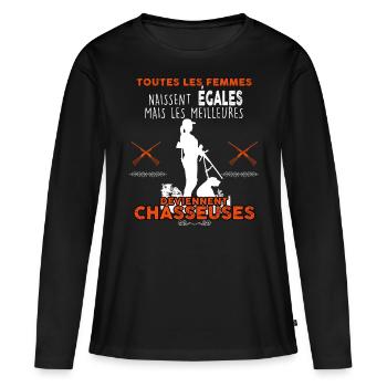 Chasse femmes les meilleures - T-shirt manches longues Premium bio Femme - noir - Devant - Julia (174cm)