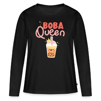 Bubble Tea - T-shirt manches longues Premium bio Femme - noir - Devant - Julia (174cm)
