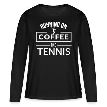 Tennis Kaffee Tennisball Sport Tennisspieler - Frauen Premium Bio Langarmshirt - Schwarz - Vorne - Julia (174cm)