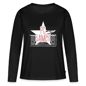 PC Gamer - T-shirt manches longues Premium bio Femme - noir - Devant - Julia (174cm)