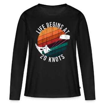 Surfen Kitesurfer Kiteboarden Kiteboard Kitesurf - Frauen Premium Bio Langarmshirt - Schwarz - Vorne - Julia (174cm)