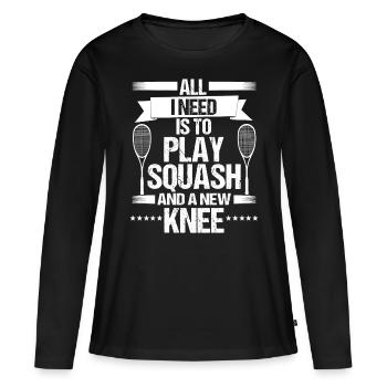 Squash player Ball Sport Squash Racket - Women's Premium Organic Long Sleeve Shirt - black - Front - Julia (174cm)