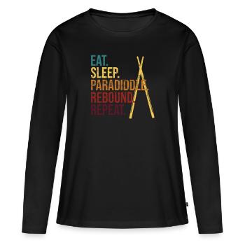 Percussion batteur cadeau de batteur - T-shirt manches longues Premium bio Femme - noir - Devant - Julia (174cm)
