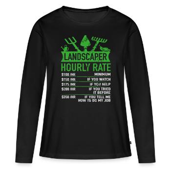 Paysagiste - Jardinier Salaire horaire Drôle - T-shirt manches longues Premium bio Femme - noir - Devant - Julia (174cm)