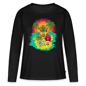 Fruits du sud de la mer du Sud Fruits Fantasy Vitamines - T-shirt manches longues Premium bio Femme - noir - Devant - Julia (174cm)