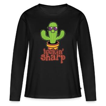 Cactus Plant Looking Sharp - Women's Premium Organic Long Sleeve Shirt - black - Front - Julia (174cm)