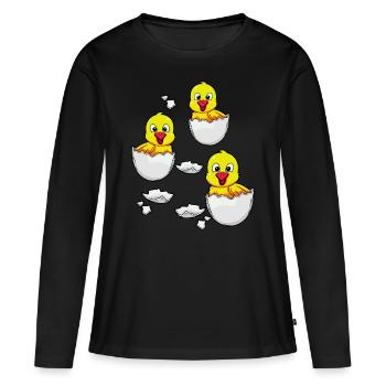 Eierschale Küken Ostern Hühner Bauernhof Ei - Frauen Premium Bio Langarmshirt - Schwarz - Vorne - Julia (174cm)