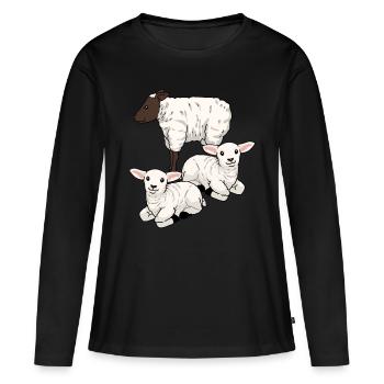 Sheep Sheep Ungulates Lamb Easter Mutton Herd - Women's Premium Organic Long Sleeve Shirt - black - Front - Julia (174cm)