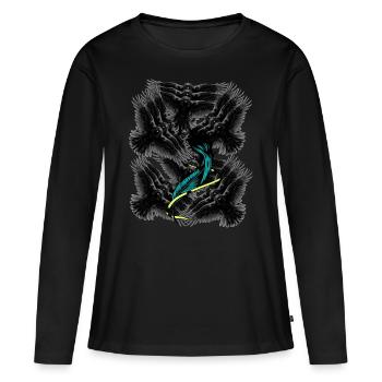 Plumes ailes mort Corbeaux Au-delà de la tristesse - T-shirt manches longues Premium bio Femme - noir - Devant - Julia (174cm)