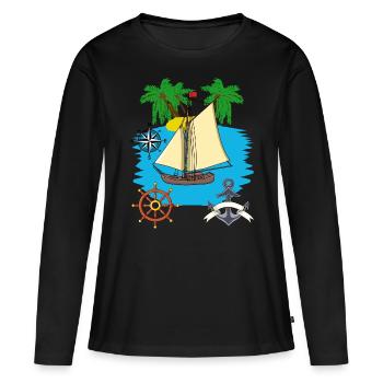Voilier maritime mer Caraïbes Mer du Sud marine voile - T-shirt manches longues Premium bio Femme - noir - Devant - Julia (174cm)