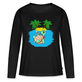 Tortue, Île, Jeune, Caraïbes, Mers du Sud, Été - T-shirt manches longues Premium bio Femme - noir - Devant - Julia (174cm)