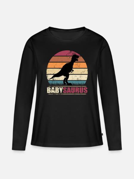 BabySaurus Dinosaurier T-Rex Baby Dino - Frauen Premium Bio Langarmshirt - Schwarz