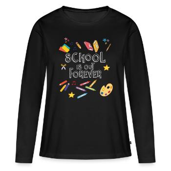 École à l’école pour toujours - Fin de l’école - T-shirt manches longues Premium bio Femme - noir - Devant - Julia (174cm)