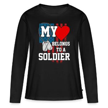 Soldier Military Military Vétéran Soldiers Navy Gift - T-shirt manches longues Premium bio Femme - noir - Devant - Julia (174cm)