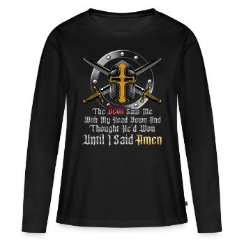 Crusader Knight Helmet Crusades Knights Templar - Women's Premium Organic Long Sleeve Shirt - black - Front - Julia (174cm)