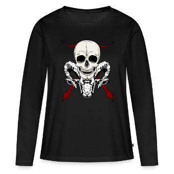 Diable Satan Satan Satan Démon Crâne diabolique - T-shirt manches longues Premium bio Femme - noir - Devant - Julia (174cm)