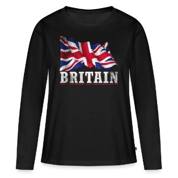 Royaume-Uni Royaume Uni Drapeau britannique - T-shirt manches longues Premium bio Femme - noir - Devant - Julia (174cm)