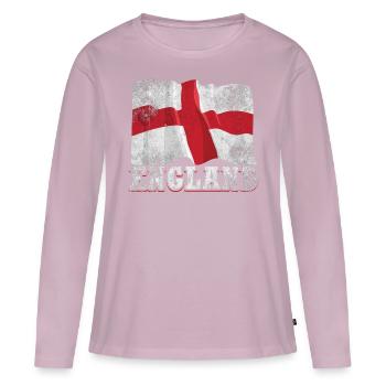Drapeau de l’Angleterre - T-shirt manches longues Premium bio Femme - rose poudré - Devant - Julia (174cm)