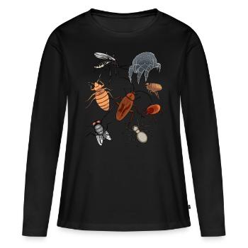 Ravageurs Insectes Animaux de compagnie Vermine - T-shirt manches longues Premium bio Femme - noir - Devant - Julia (174cm)