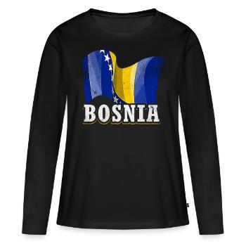 Drapeau de la Bosnie - T-shirt manches longues Premium bio Femme - noir - Devant - Julia (174cm)