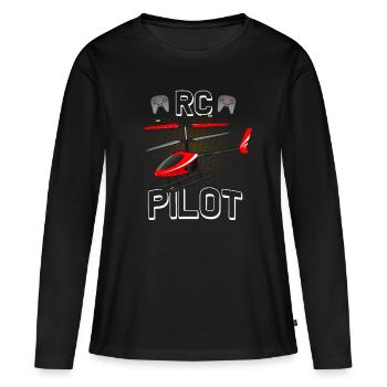 Vol modèle RC Hélicoptère pilote modèle hélicoptère - T-shirt manches longues Premium bio Femme - noir - Devant - Julia (174cm)