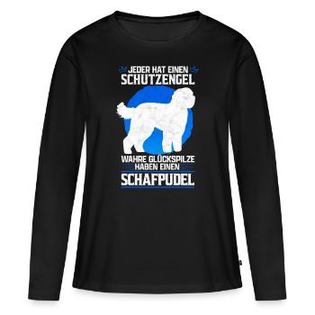 Schafpudel mein Schutzengel Pudel Besitzer Spruch - Frauen Premium Bio Langarmshirt - Schwarz - Vorne - Julia (174cm)