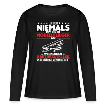 Modellflieger Modellfliegen Modellflug - Frauen Premium Bio Langarmshirt - Schwarz - Vorne - Julia (174cm)