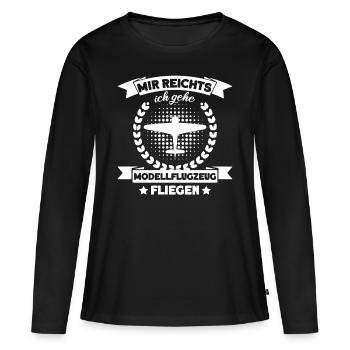 Modellflieger Modellfliegen Modellflug - Frauen Premium Bio Langarmshirt - Schwarz - Vorne - Julia (174cm)