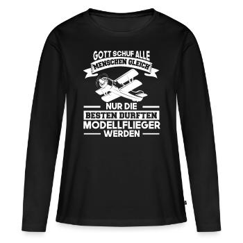Modellfliegen Modellbau Modellflug - Frauen Premium Bio Langarmshirt - Schwarz - Vorne - Julia (174cm)