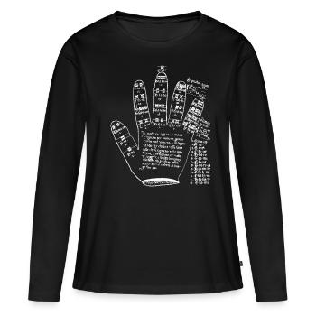 Hand guidon Théorie de la musique - T-shirt manches longues Premium bio Femme - noir - Devant - Julia (174cm)