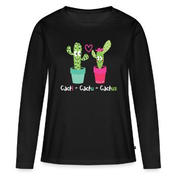 Cactus Cacti Cactu Cactus Dans Love - T-shirt manches longues Premium bio Femme - noir - Devant - Julia (174cm)