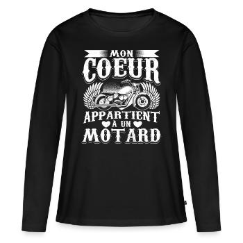 Motocyclette Motarde Motard - T-shirt manches longues Premium bio Femme - noir - Devant - Julia (174cm)