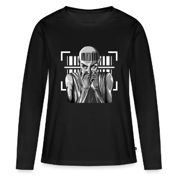 Tenue punk à barres - Enregistré dans le système - T-shirt manches longues Premium bio Femme - noir - Devant - Julia (174cm)
