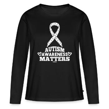 Autisme Asperger Fille Coeur Amour - T-shirt manches longues Premium bio Femme - noir - Devant - Julia (174cm)