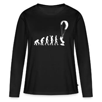 Kitesurf - Evolution de l’Homme, Darwin - T-shirt manches longues Premium bio Femme - noir - Devant - Julia (174cm)