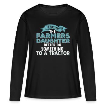 Agriculteurs fille agriculteur fille trekker - T-shirt manches longues Premium bio Femme - noir - Devant - Julia (174cm)