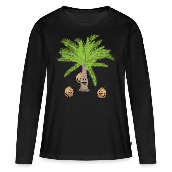 Kokosnuss Palme Palmen Nuss Nüsse Botanisch - Frauen Premium Bio Langarmshirt - Schwarz - Vorne - Julia (174cm)
