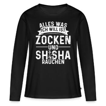 Shisha Zocken Kohle Gaming Wasserpfeife Hookah - Frauen Premium Bio Langarmshirt - Schwarz - Vorne - Julia (174cm)
