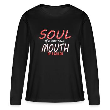Marin marin marin marin marin voile 3000 - T-shirt manches longues Premium bio Femme - noir - Devant - Julia (174cm)