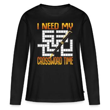 Mots croisés Puzzles mots Crossword Puzzle - T-shirt manches longues Premium bio Femme - noir - Devant - Julia (174cm)