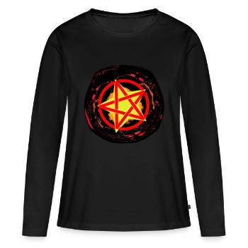 Satan Diable Pentagramme Enfer Rituel de Mort Occulte - T-shirt manches longues Premium bio Femme - noir - Devant - Julia (174cm)