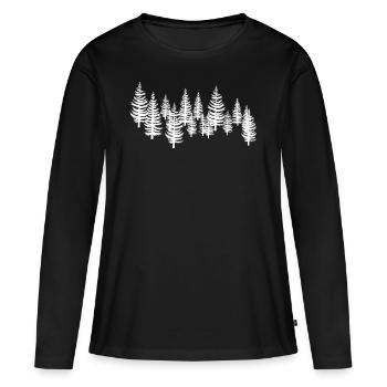 Weiß -Baum -Bäume - Frauen Premium Bio Langarmshirt - Schwarz - Vorne - Julia (174cm)