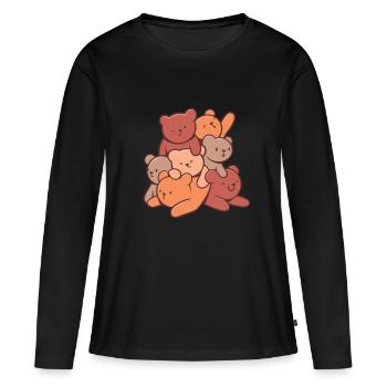 Teddy bear cuddly toy stuffed toy cuddling - Women's Premium Organic Long Sleeve Shirt - black - Front - Julia (174cm)