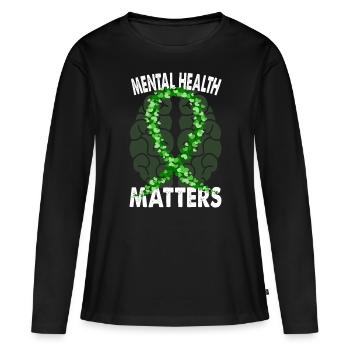 Santé mentale - Mental Health Matters - T-shirt manches longues Premium bio Femme - noir - Devant - Julia (174cm)