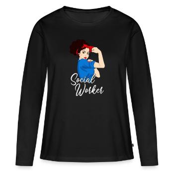 Social Worker Girl, social worker - T-shirt manches longues Premium bio Femme - noir - Devant - Julia (174cm)