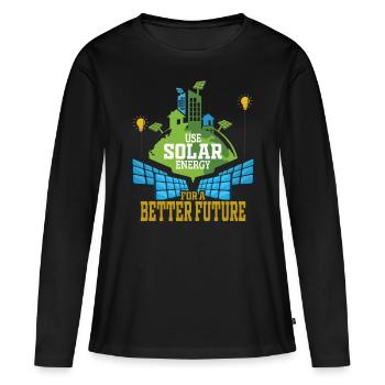 Énergie solaire Énergie renouvelable - T-shirt manches longues Premium bio Femme - noir - Devant - Julia (174cm)