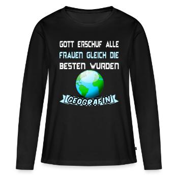 Geografin Geografie Geograf - Frauen Premium Bio Langarmshirt - Schwarz - Vorne - Julia (174cm)