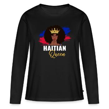 haitian Queen, haiti woman haiti - T-shirt manches longues Premium bio Femme - noir - Devant - Julia (174cm)