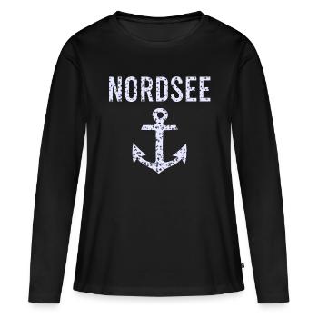 Mer du Nord - T-shirt manches longues Premium bio Femme - noir - Devant - Julia (174cm)